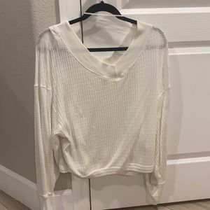 Free People XS thin thermal top white